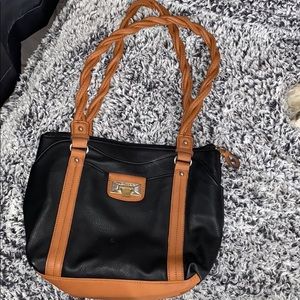 Black and dark tan purse
